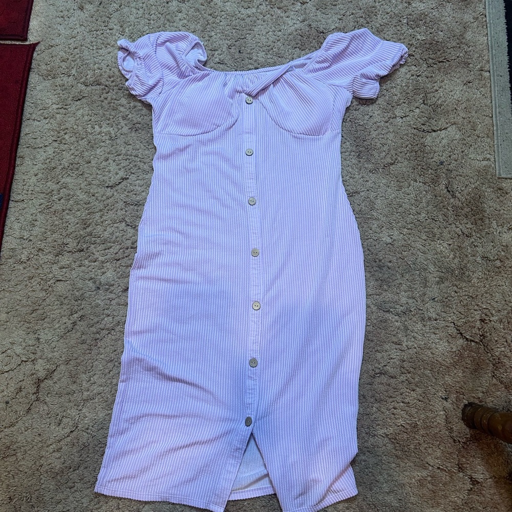 No Boundaries Lavender Striped Midi Dress